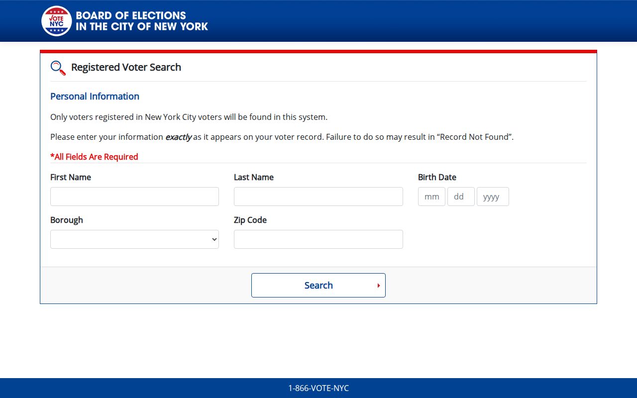 Staten Island residents directory NYC voter search fields