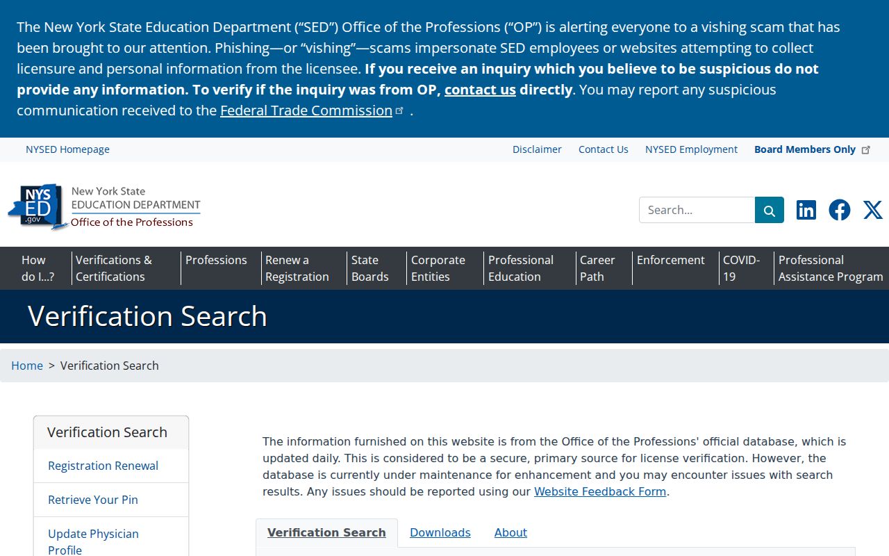 Staten Island residents directory NYSED license verification search
