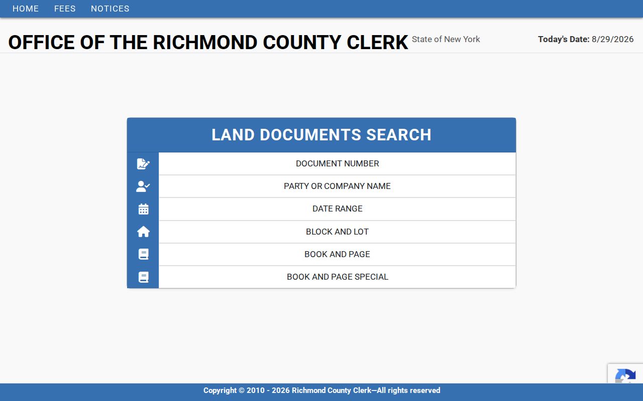 Staten Island residents directory Richmond County Clerk land document search