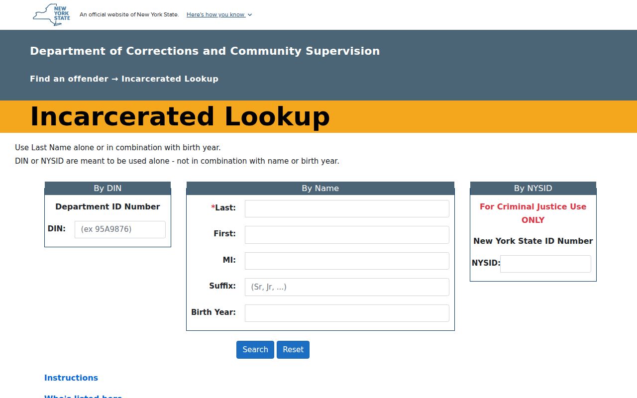 Staten Island neighbors New York State DOCCS custody lookup