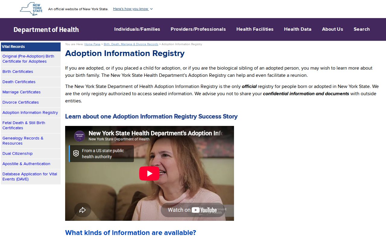 Staten Island resident lookup New York Adoption Information Registry