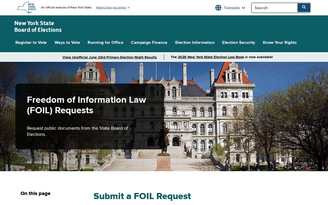 Staten Island ZIP code directory New York elections FOIL guidance
