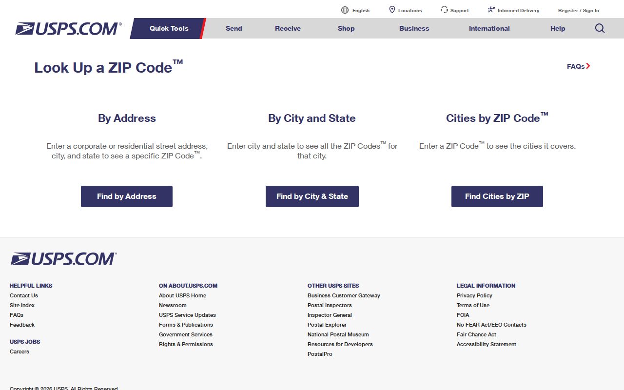 Staten Island ZIP code directory USPS address-verification screen